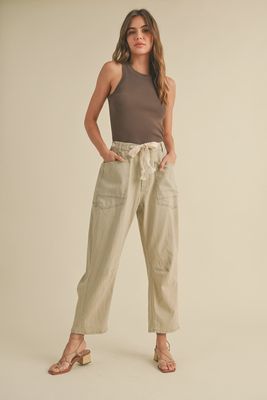 Light Stripe Pants with Cotton Belt