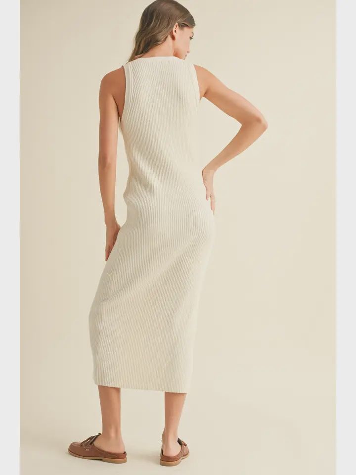 Buttondown Ribbed Knit Dress