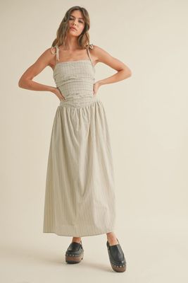 Striped Pattern Woven Dress