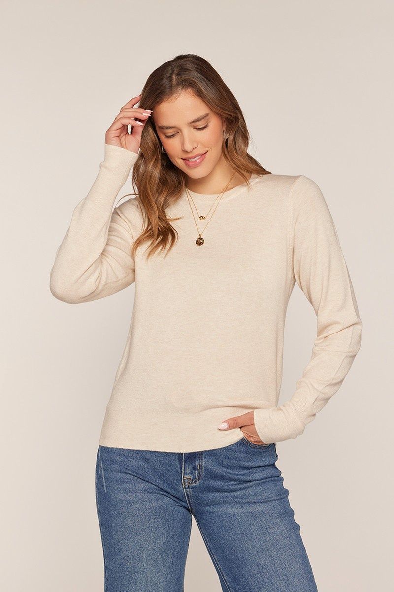 Oatmeal Soft Touch Long Sleeve Sweater