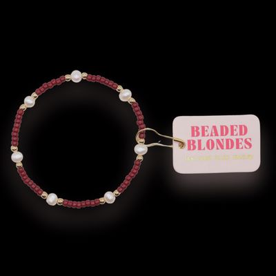 Maroon Pearl Bracelet- Standard 6.75