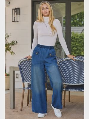 Washed Chambray Denim Pant