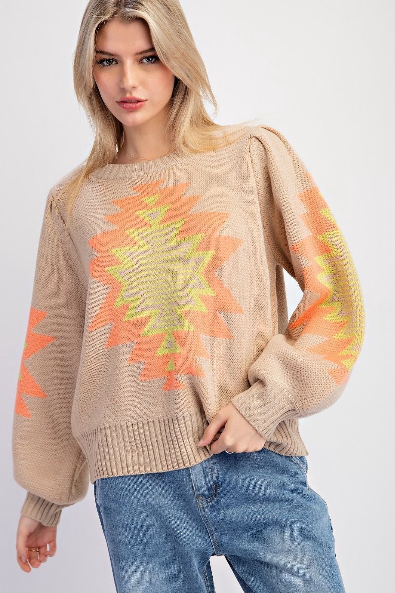Geo Pattern Knit Sweater