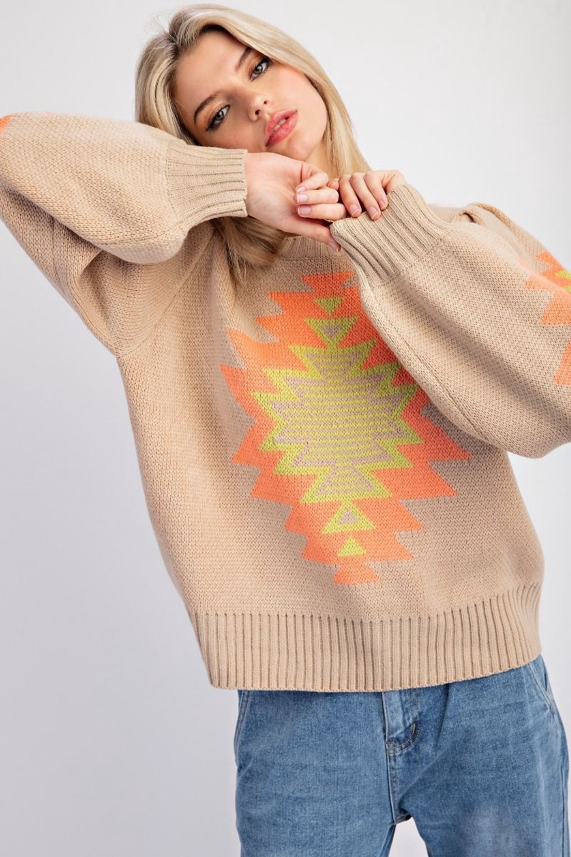 Geo Pattern Knit Sweater