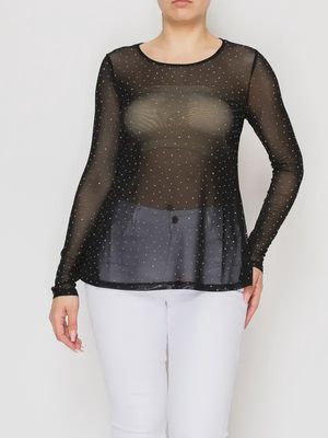 Sparkle Long Sleeve Mesh Top