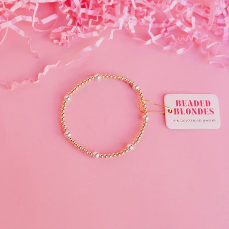 Beaded Blondes Olive Gold/Silver Bracelet, Size: standard