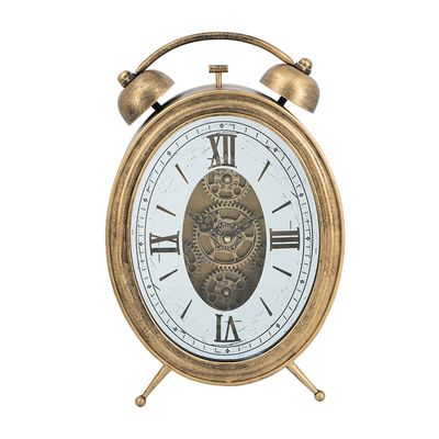 Vintage Inspired Gold Table Gear Clock