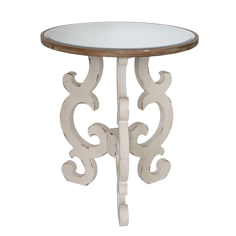23.5 x 23.5 x 28" Versail Wood Accent Scroll Leg Table