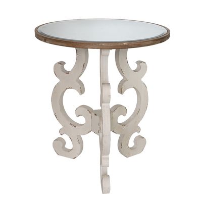 23.5 x 23.5 x 28" Versail Wood Accent Scroll Leg Table