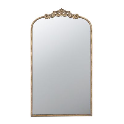 Large Arched Vertical Mirror with Adornments, Gold, 24 x 42"