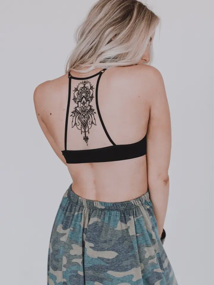 Tattoo Bralette, Colour: Black, Size: XS/S