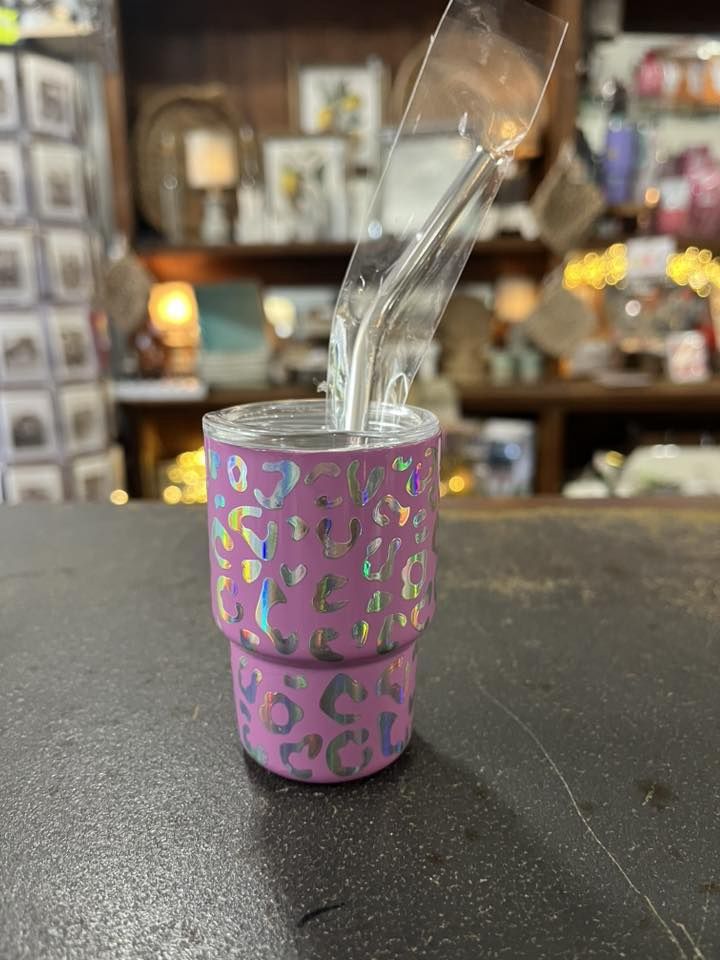 Shot Glass Tumbler, Colour: Mauve Leopard