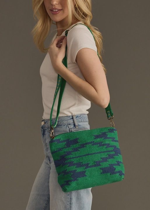 Green &amp; Navy Aztec Crossbody
