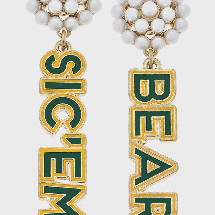 Baylor Earrings, Colour: Pearl Cluster Sic 'em