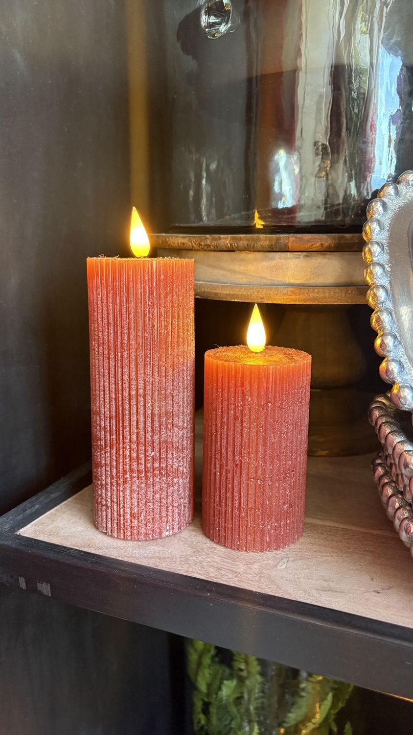 Orange Ridged LED Candle