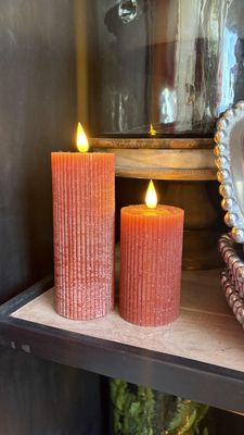 Orange Ridged LED Candle