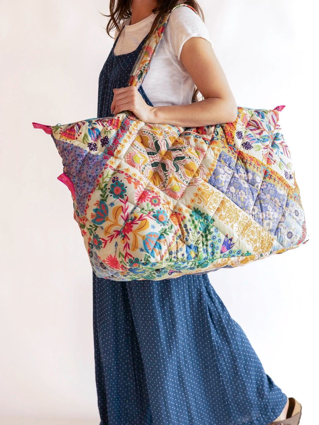 Mandala Folk Patchwork Puffy Weekender Bag