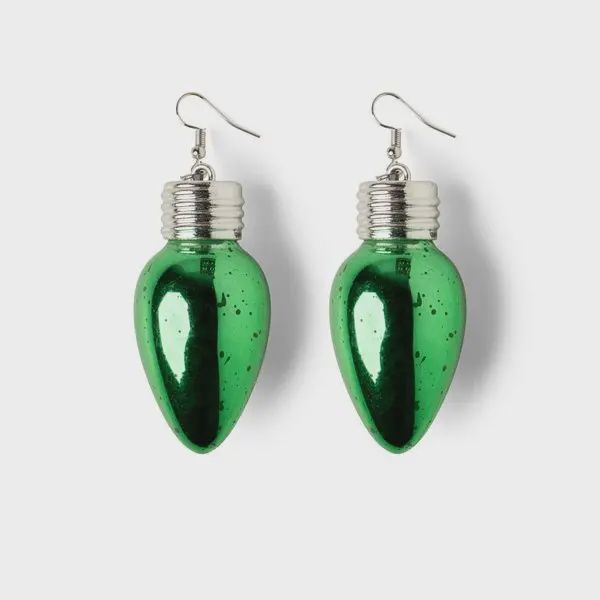 Holiday Light Up Earrings, Colour: Green