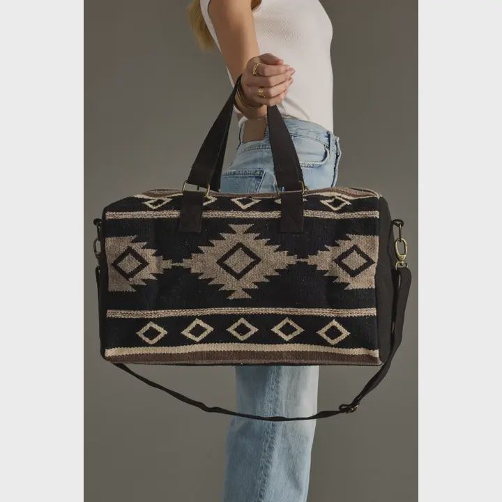 Black, Taupe &amp; Cream Aztec Duffel Bag