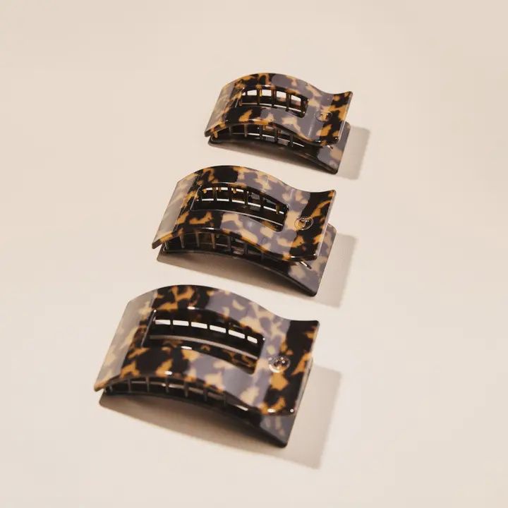 Teleties Rectangle Hair Clip, Colour: Tortoise, Size: Small