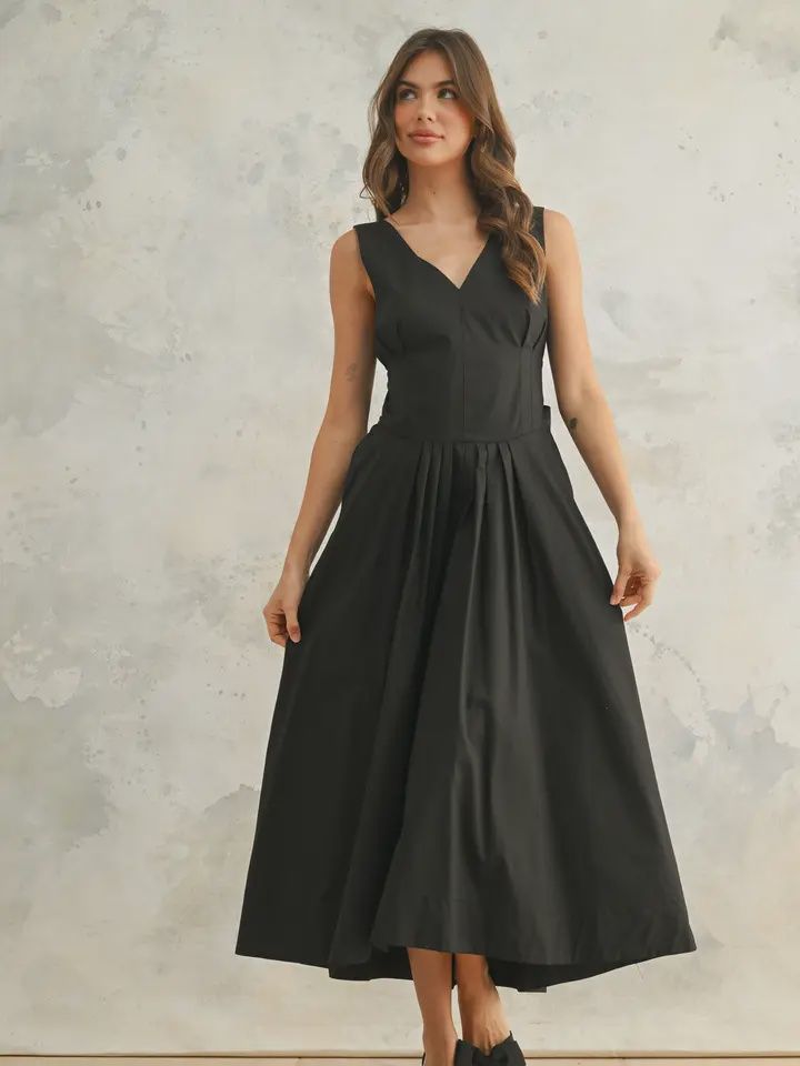 Bow Detail Woven Dress, Size: Small