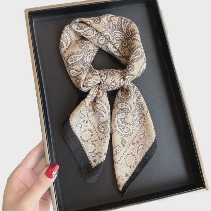Fashion Print Square Scarf, Colour: Brown