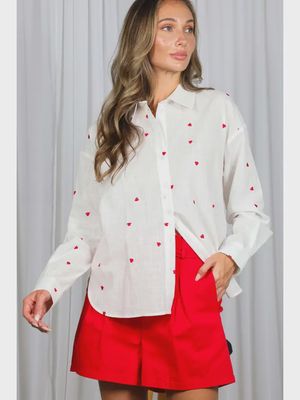 SweetHeart EmbroideredOversized Shirt