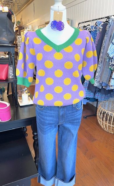 Mardi Gras Dot Sweater