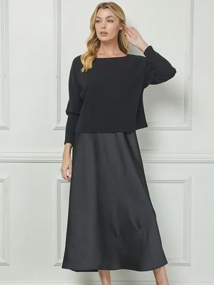 Knit Top w/ Satin Dress Set