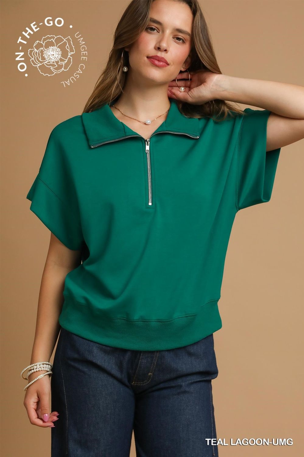 Teal Modal Zip top