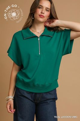 Teal Modal Zip top