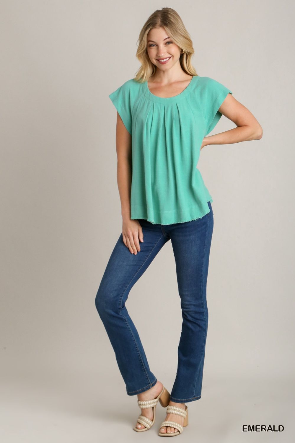 Linen Pleated Top