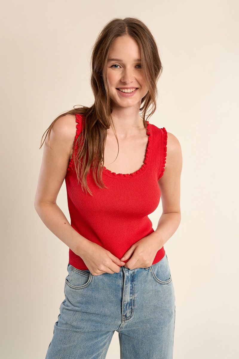 Red Ruffle Tank Top