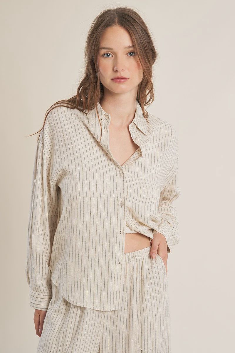 Strip Woven Shirt, Size: XSmall