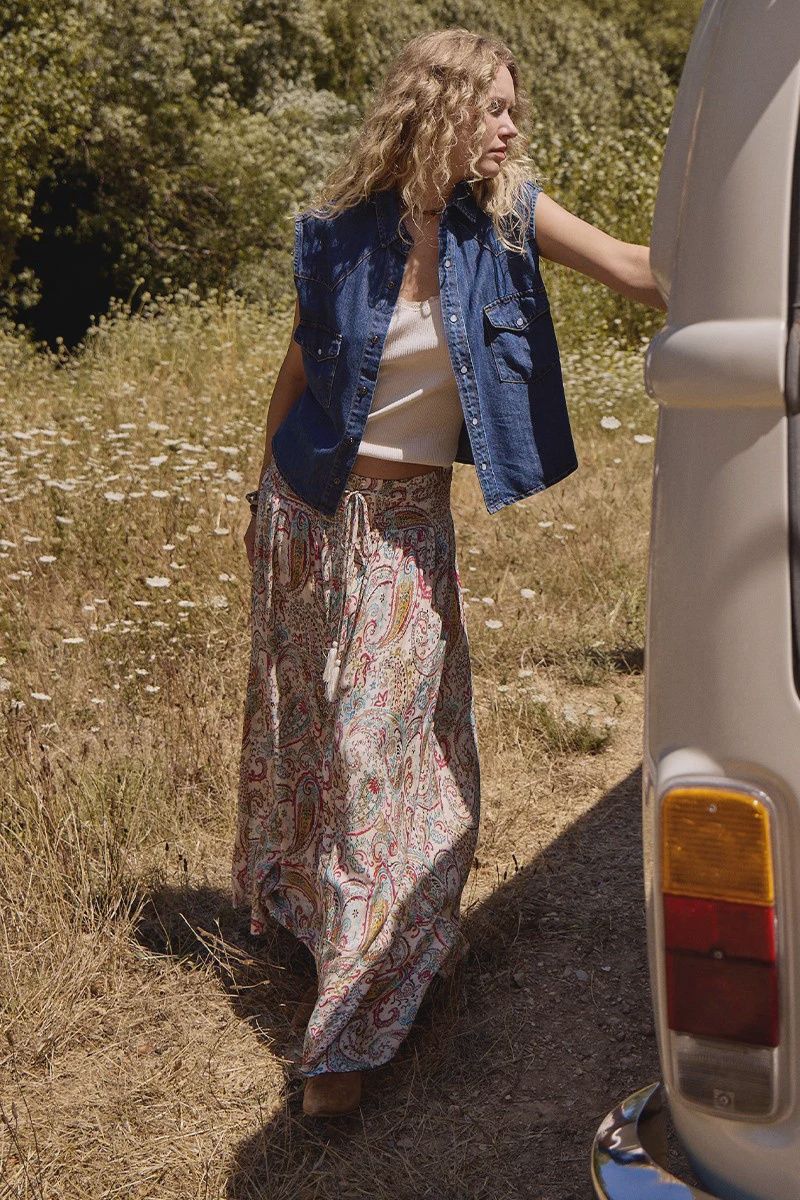 Paisley Button Skirt