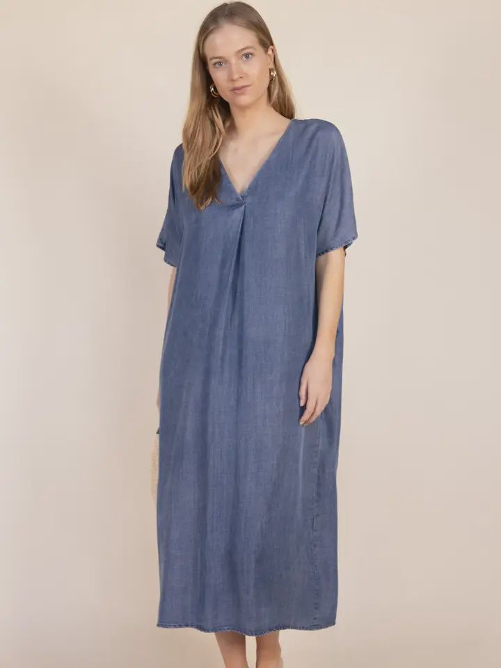 Tencel V-Neck Dress, Size: xsmall