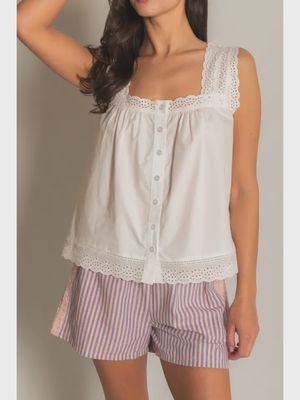 Eyelet Sleeveless Top