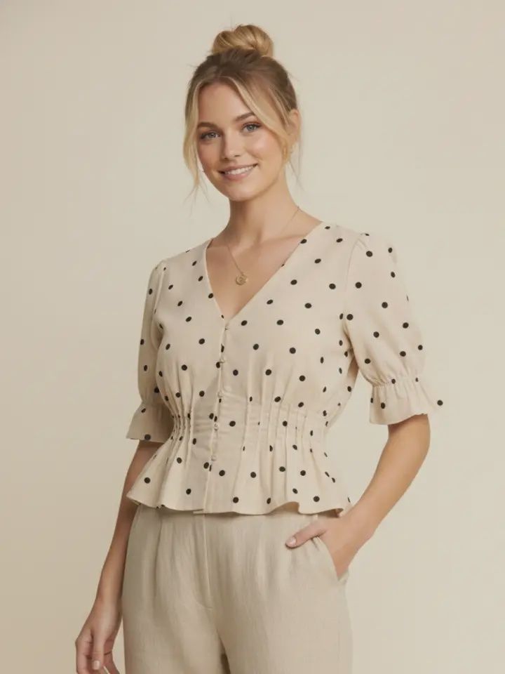 Polka Dot Peplum Top