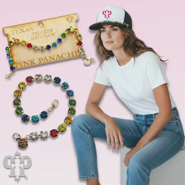 Multi-Color Rhinestone Trucker Hat Chain