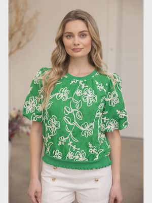 Floral Bubble Sleeve Top