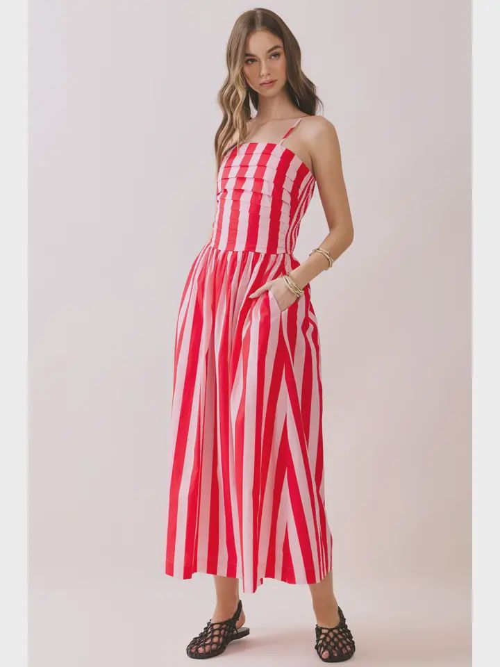 Pink Stripe Smock Dress, Size: Small