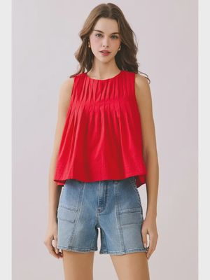 Pleated Sleeveless Top