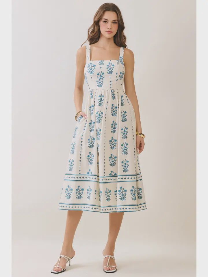 Floral Print Smock Midi Dress, Size: Small