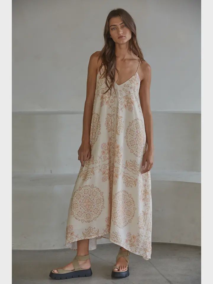 Mandala Print Midi Dress, Size: Small