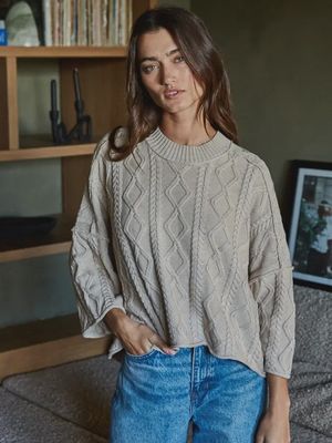Cable Sweater 3/4 Sleeve