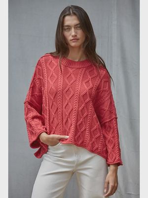 Cable Sweater 3/4 Sleeve