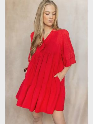 Pintuck Mini Dress