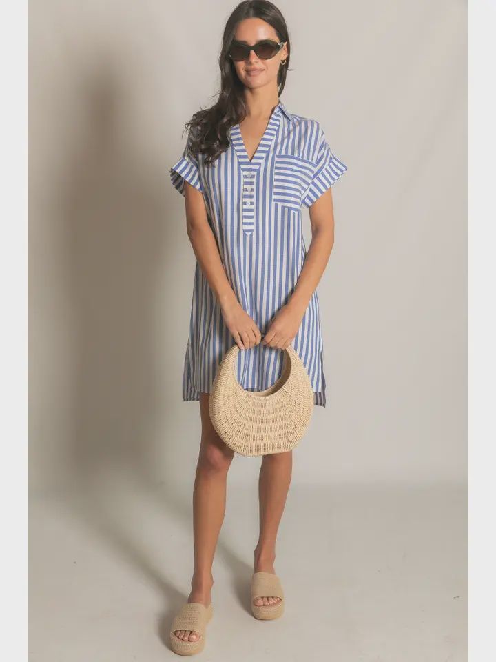 Stripe Shirt Mini Dress, Size: XSmall