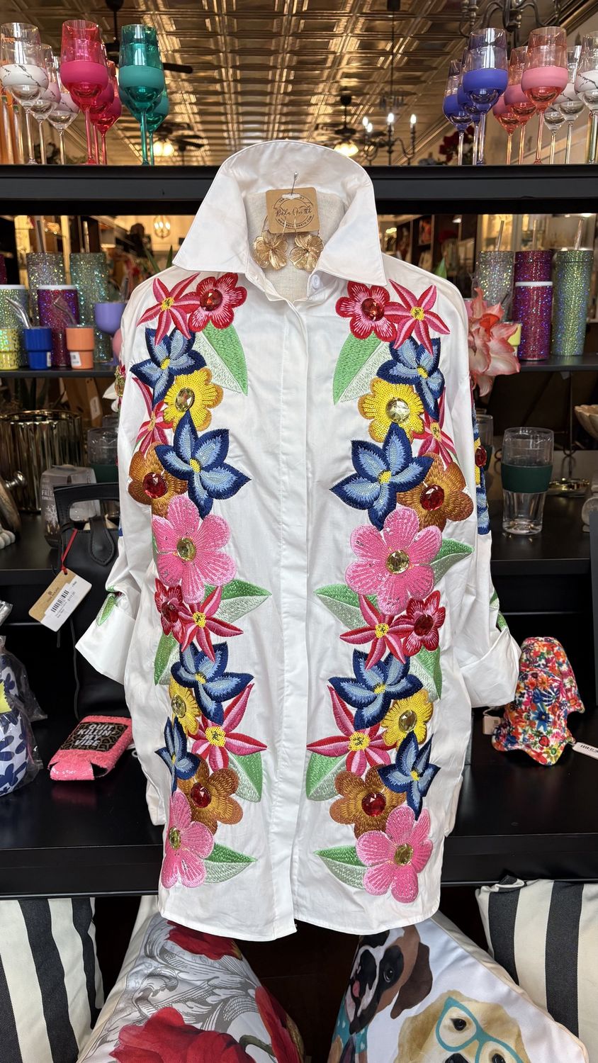 Queen of Sparkles Floral Top, Size: XSmall