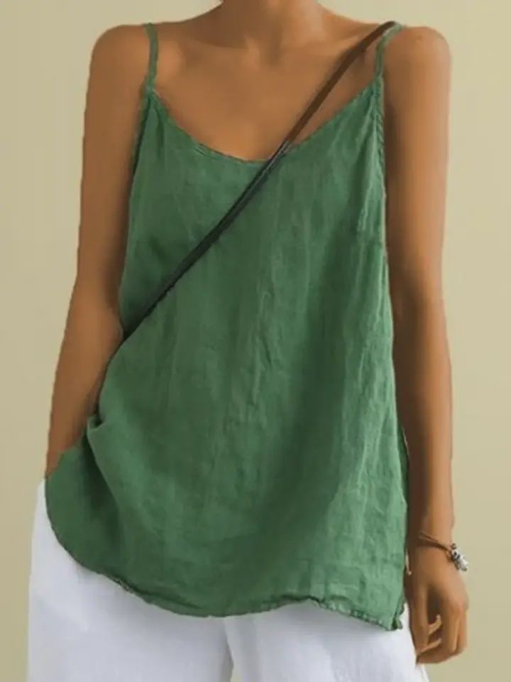 Loose Tank Top, Color: Green, Size: Small